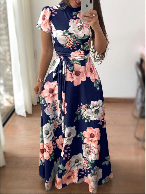 women's short sleeve maxi dress