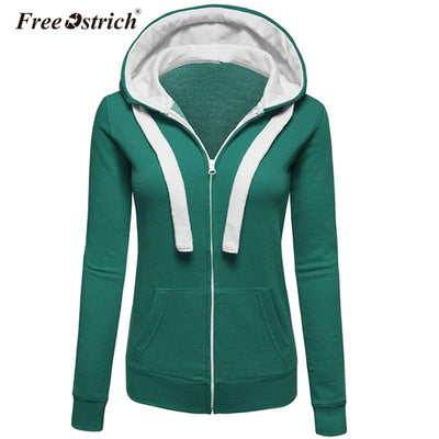 Free Ostrich Hoodies Warm Winter Sweatshirt Women Pocket Zipper Long Sleeve Slim Plus Size harajuku sudadera mujer S40