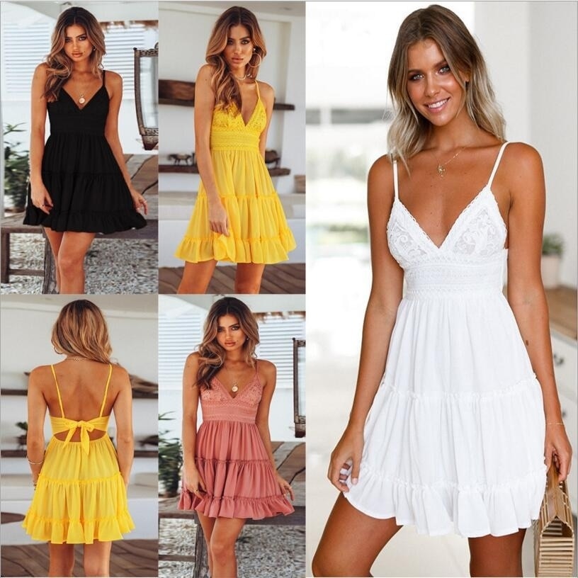 women's v neck summer dresses