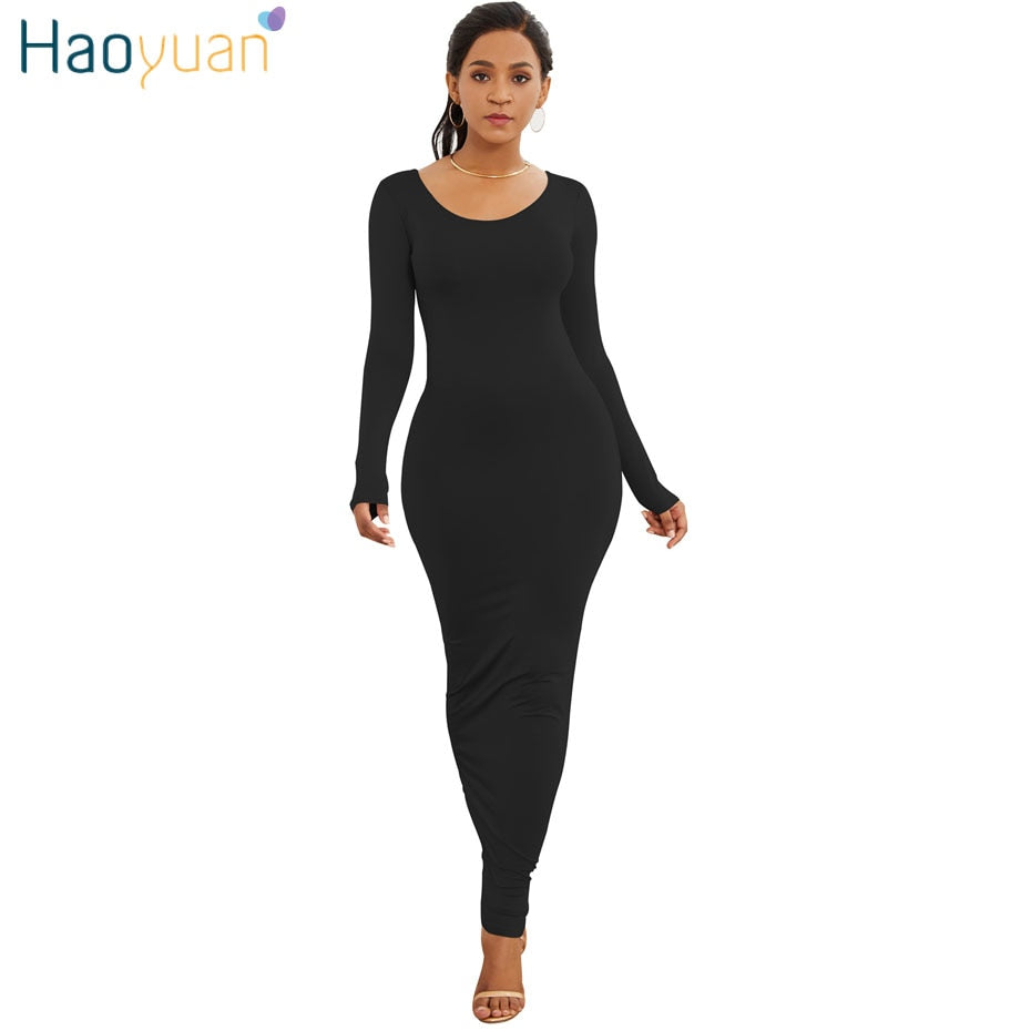 long sleeve maxi bodycon dress