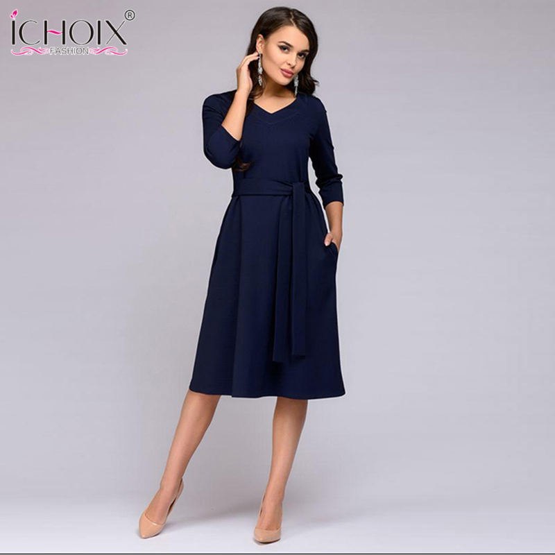 three quarter sleeve casual dresses