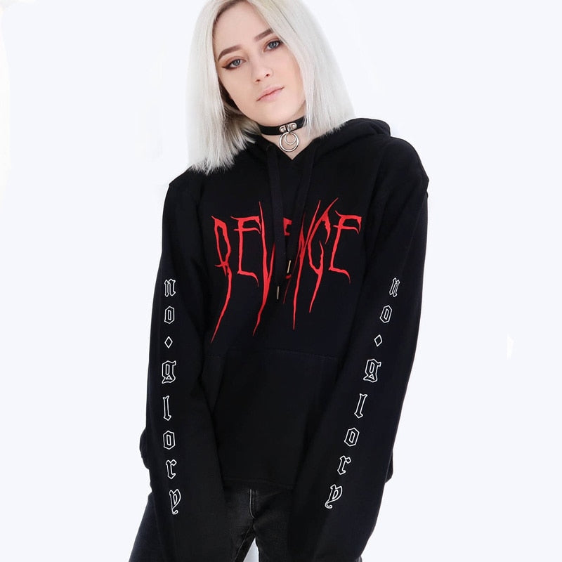 Pkorli Revenge No Glory Hoodie Womene Black Tumblr Inspired Aesthetic ...