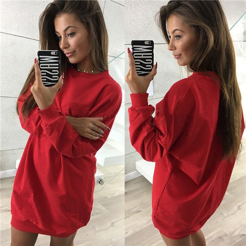 red oversized hoodie dress
