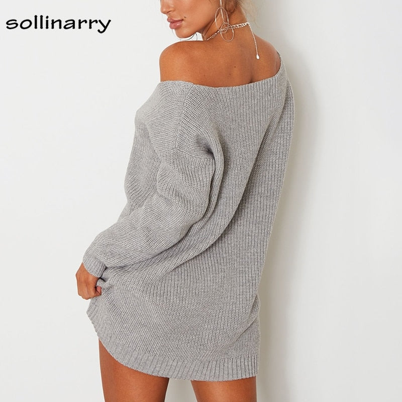 knitted sweater dress off the shoulder