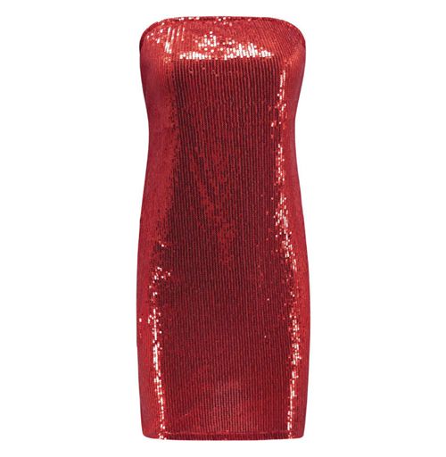 red sequin tube dress