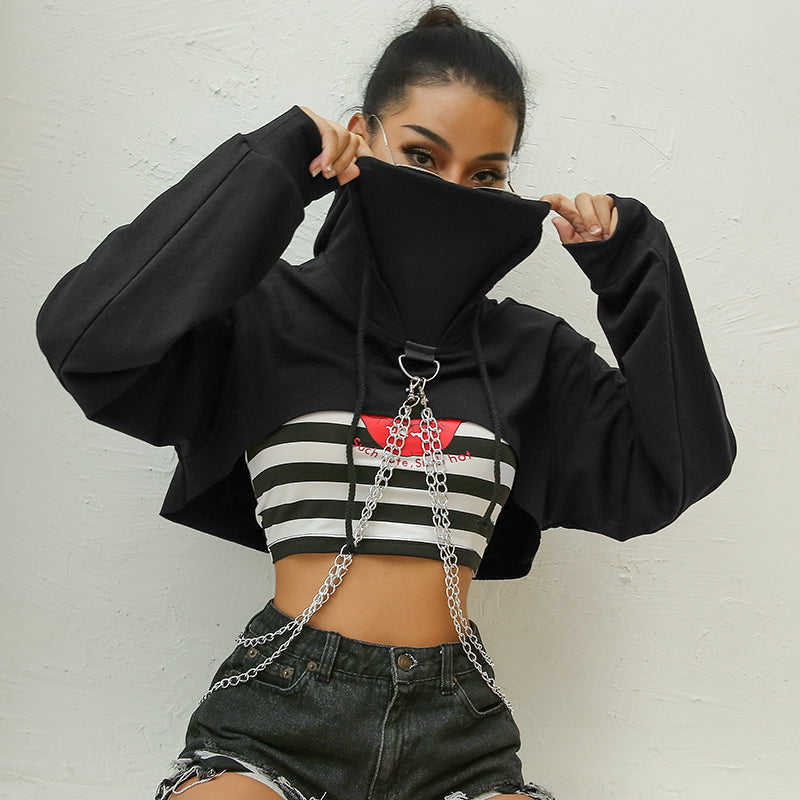 cropped hoodie with chains