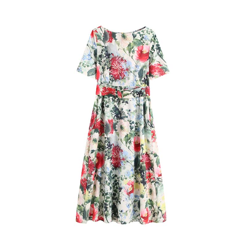 floral midi dress short sleeve