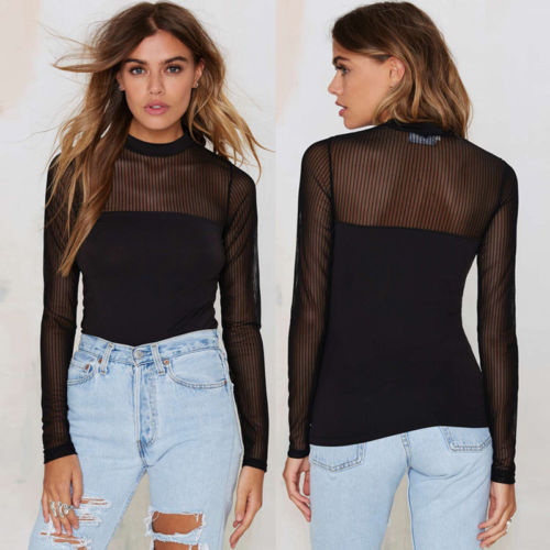 black long sleeve transparent top