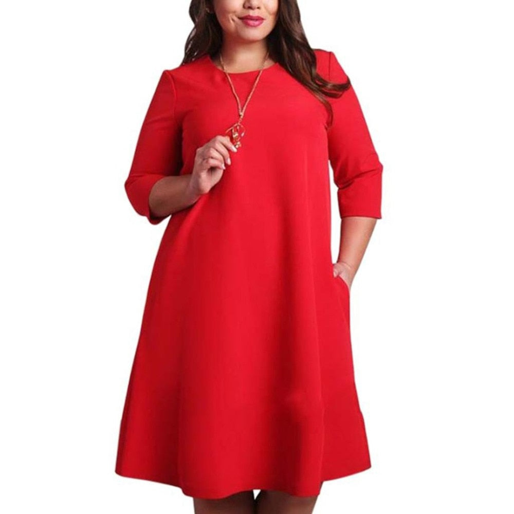 red casual dress plus size