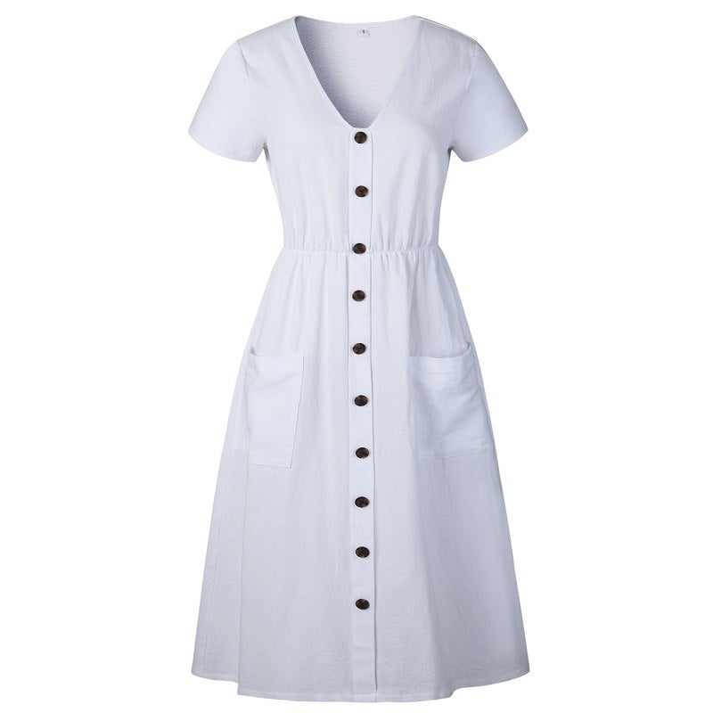 white button down summer dress