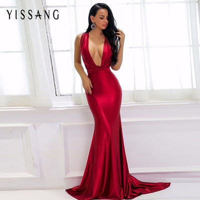 ladies long red dress