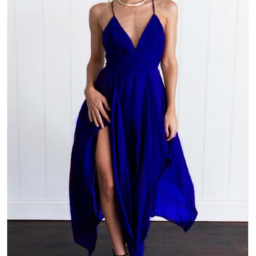 Summer Women Sling Long Dress Sexy Casual Backless V Neck Cocktail Bea ...