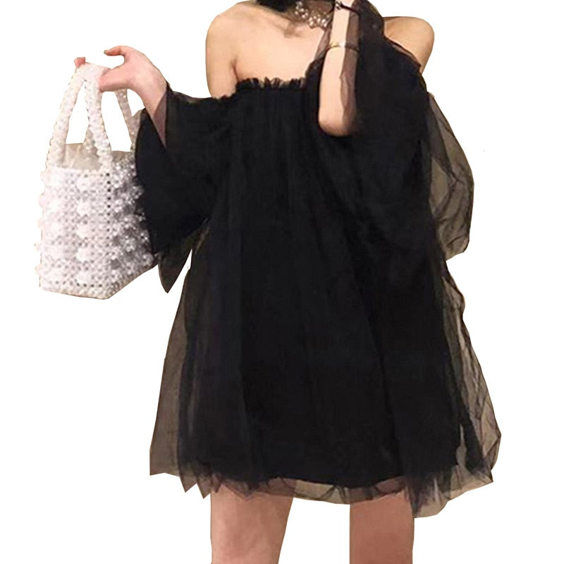 loose black mini dress