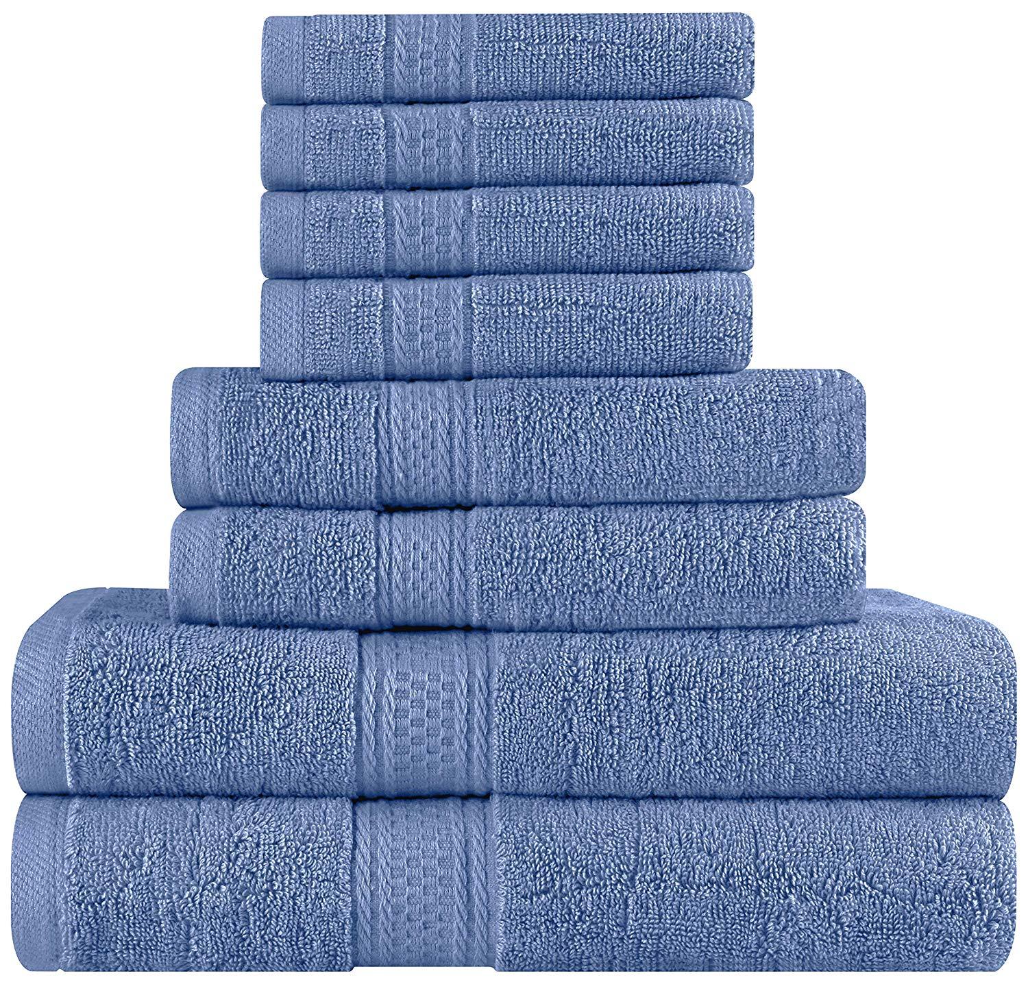 Luxury Hotel & Spa 100% Cotton Premium Turkish Bath Towels, 27 x 54'' (Set  of 4, Wedgewood)