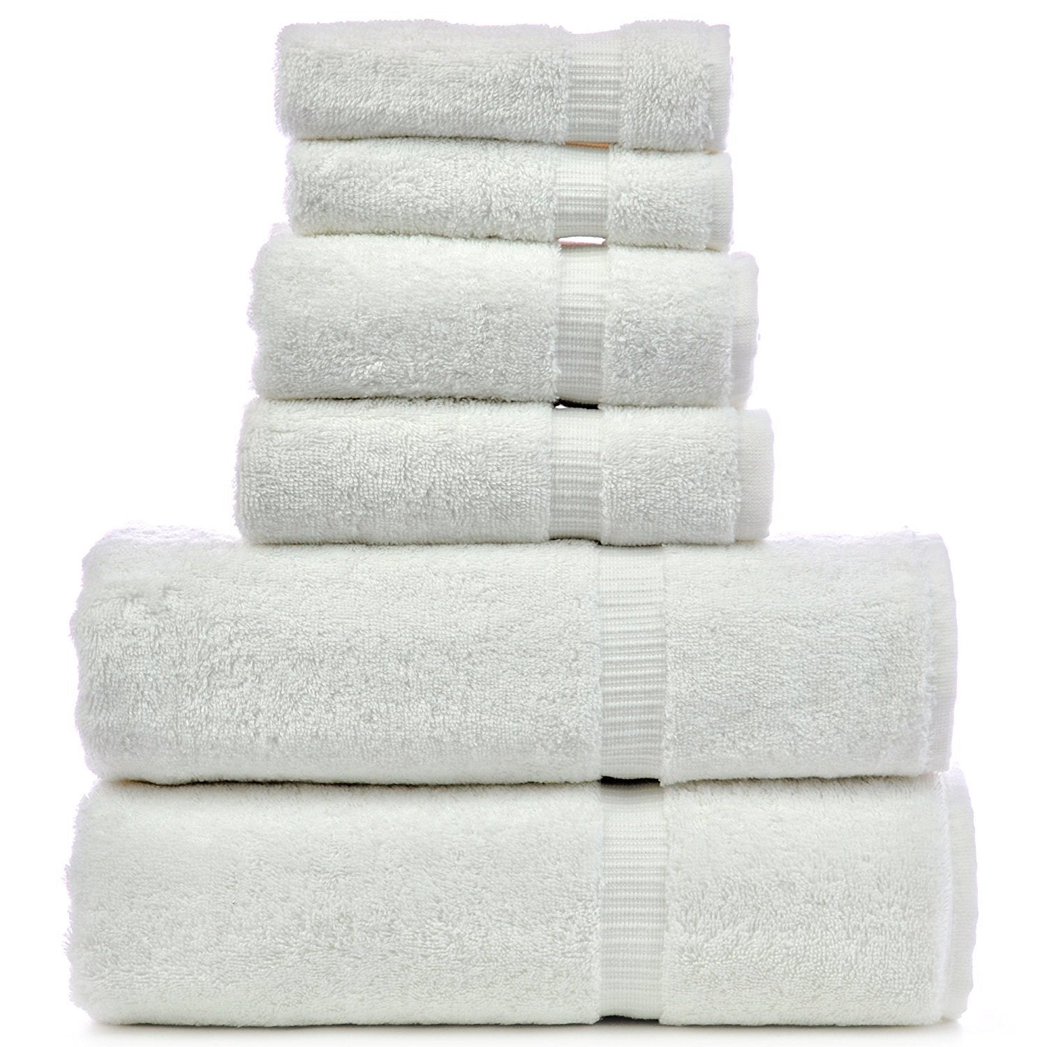 Sapphire Resort White Cotton Plush Bath Towel Set - 6 Piece (Spa