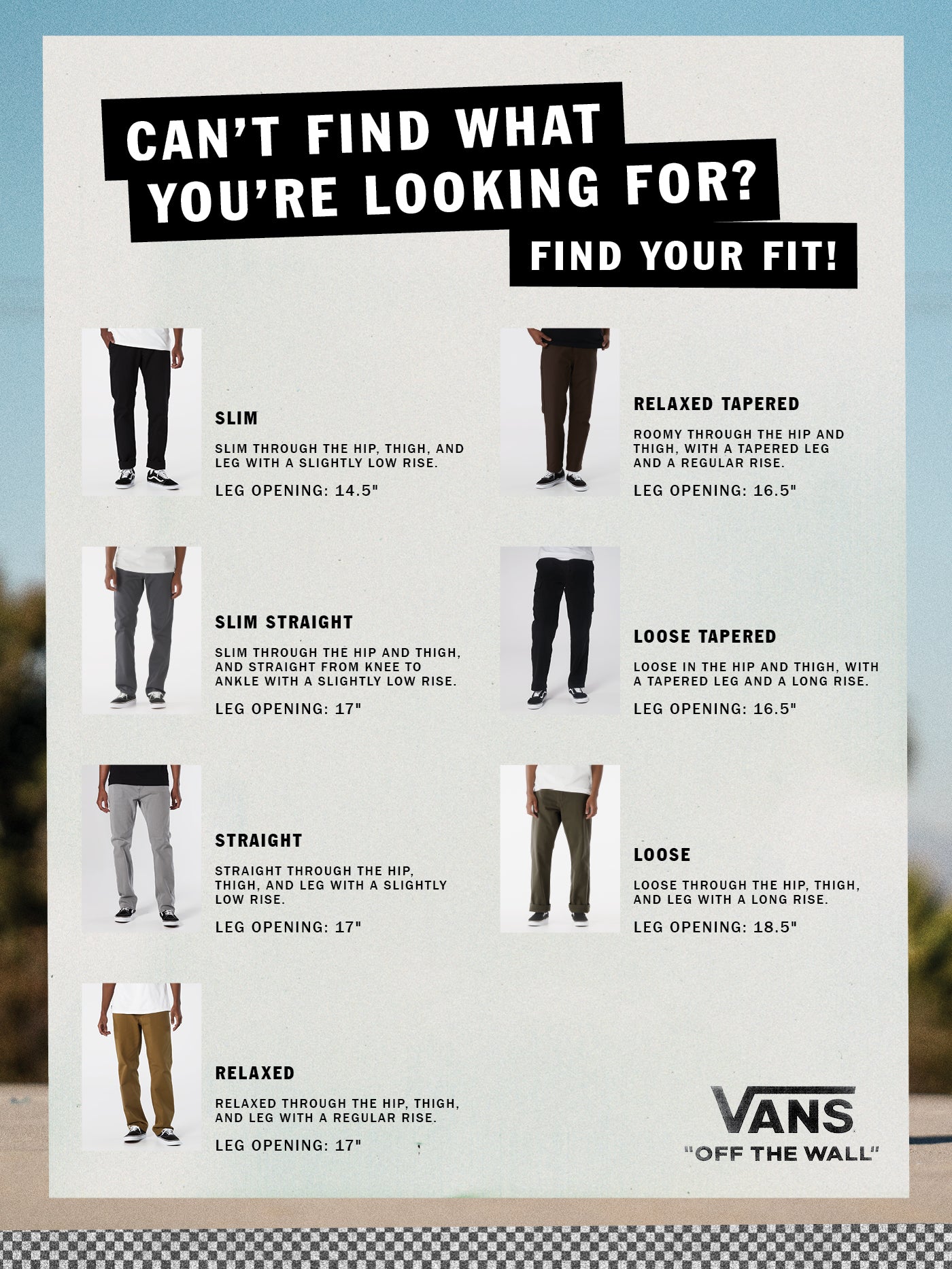 Vans Pants Size Chart