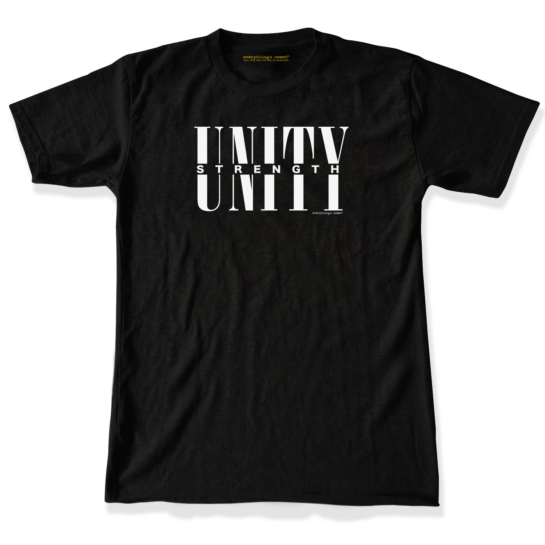 ‘STRENGTH IN UNITY’ Black Adult T – everything's sweet threads