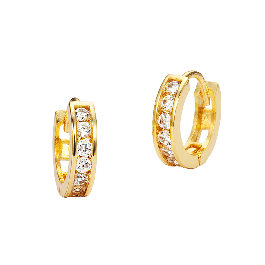 14k Gold Polished Front CZ Clear 6mm Baby / Toddler / Kids Earrings Ho