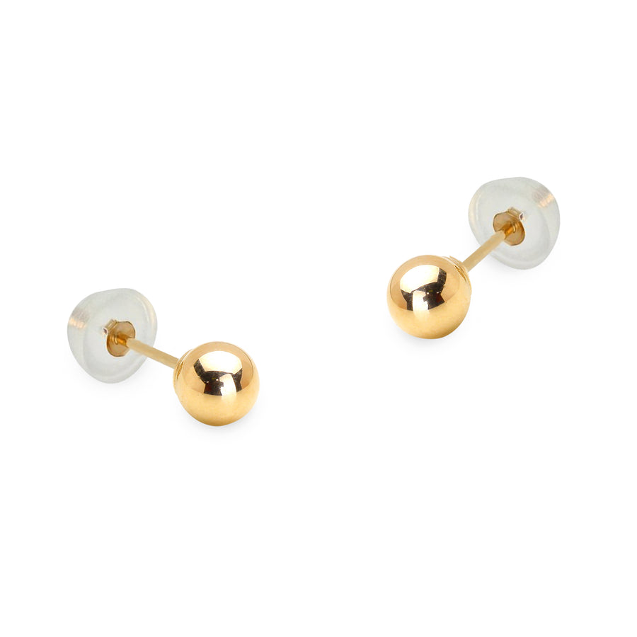 14k Yellow Gold 2-8mm Plain Hollow Gold Ball Children Girls Pushback E –  Children Earrings by Lovearing