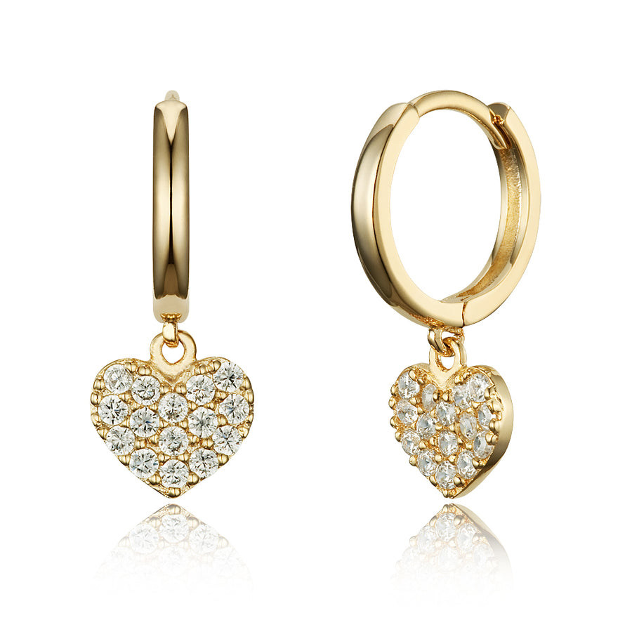 14k Gold Plated Brass Heart Plain Huggy Baby Girls Hoop Earrings