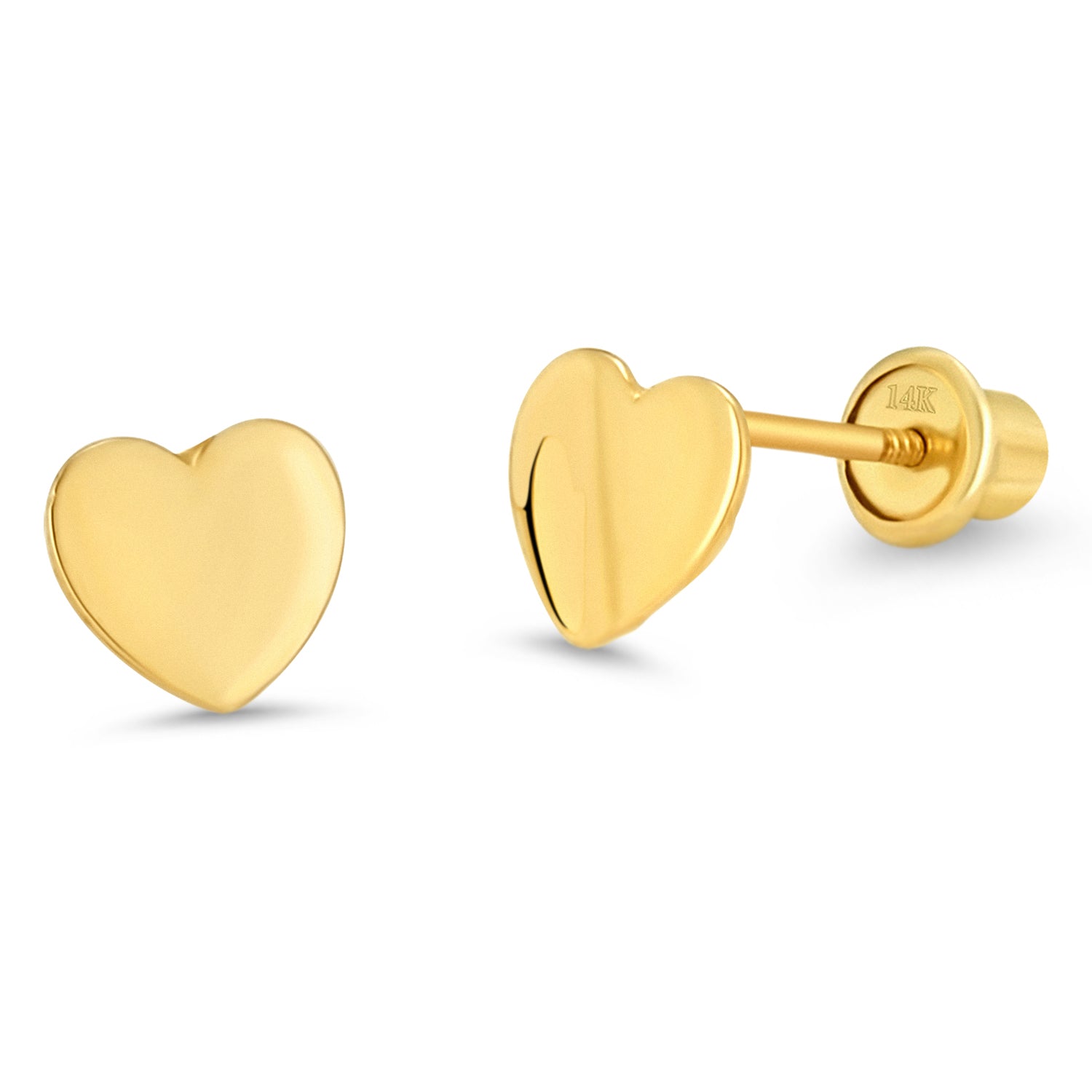 14k Yellow Gold and White Gold Heart Children Screwback Baby Girls Stu ...