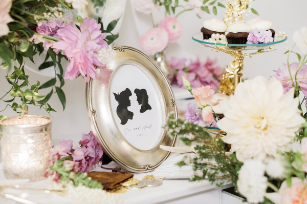 Little mermaid image with flowers and silver frame