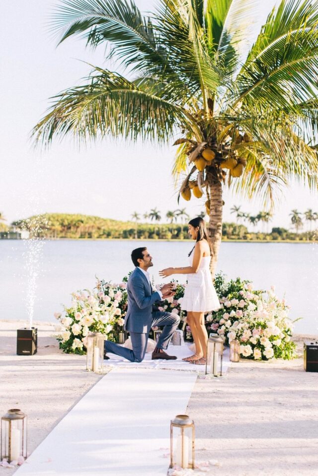 fourth of july marriage proposal on private beach