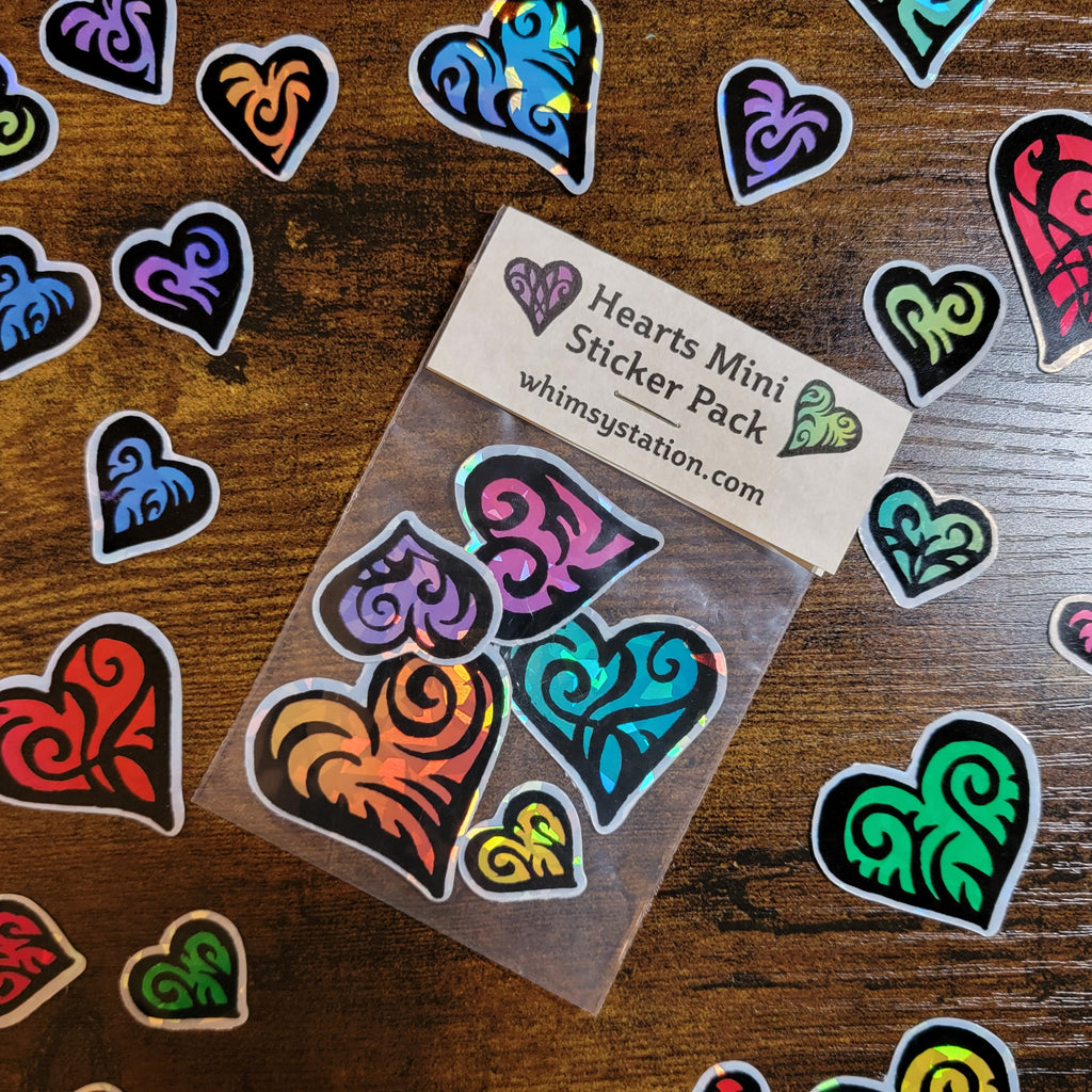 a package of heart stickers