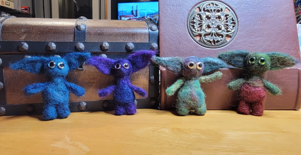 Mini needle felted gremlins