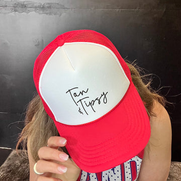 Tan & Tipsy Red & White Trucker Cap