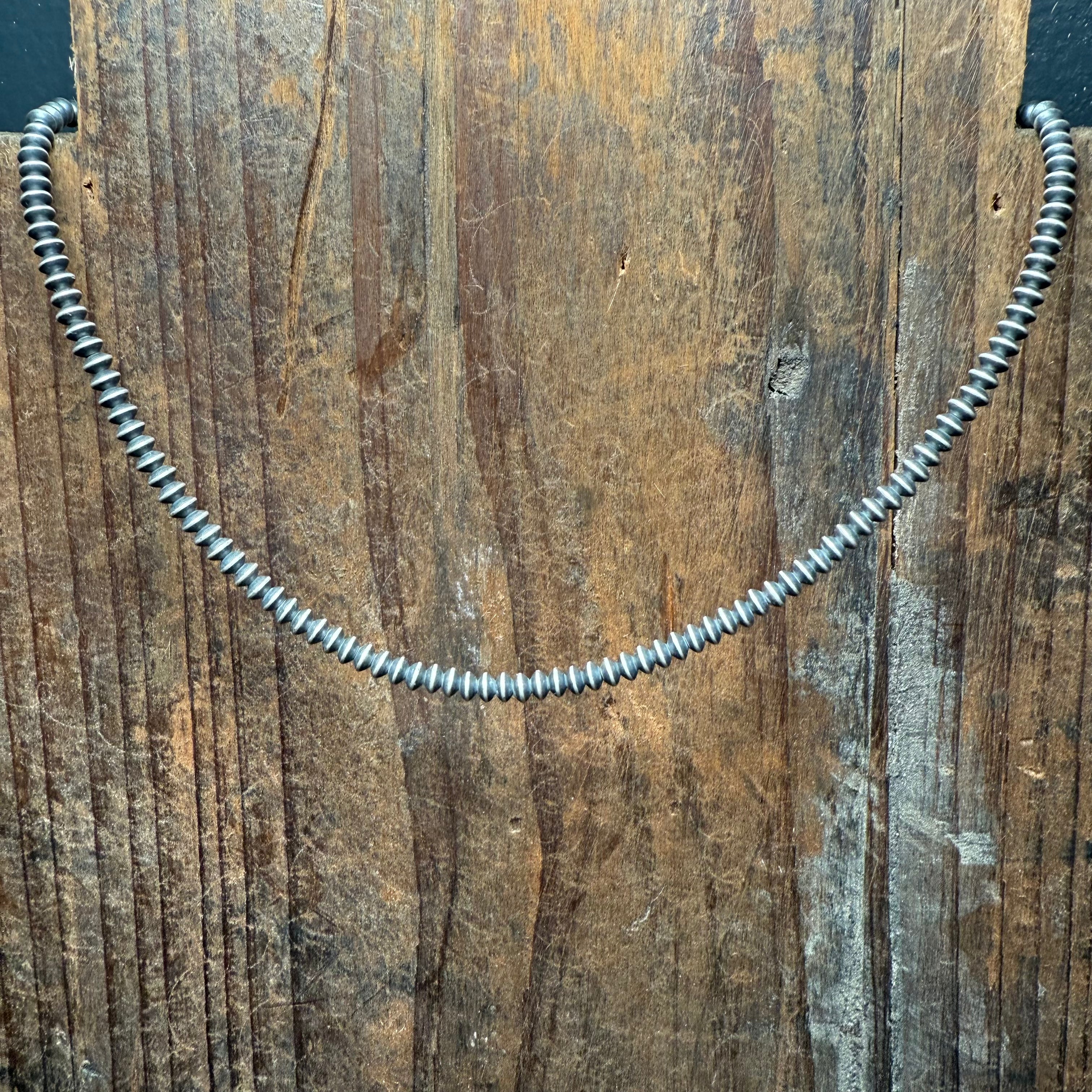 14 inch 3mm Disc Navajo Pearl Sterling Silver Necklace