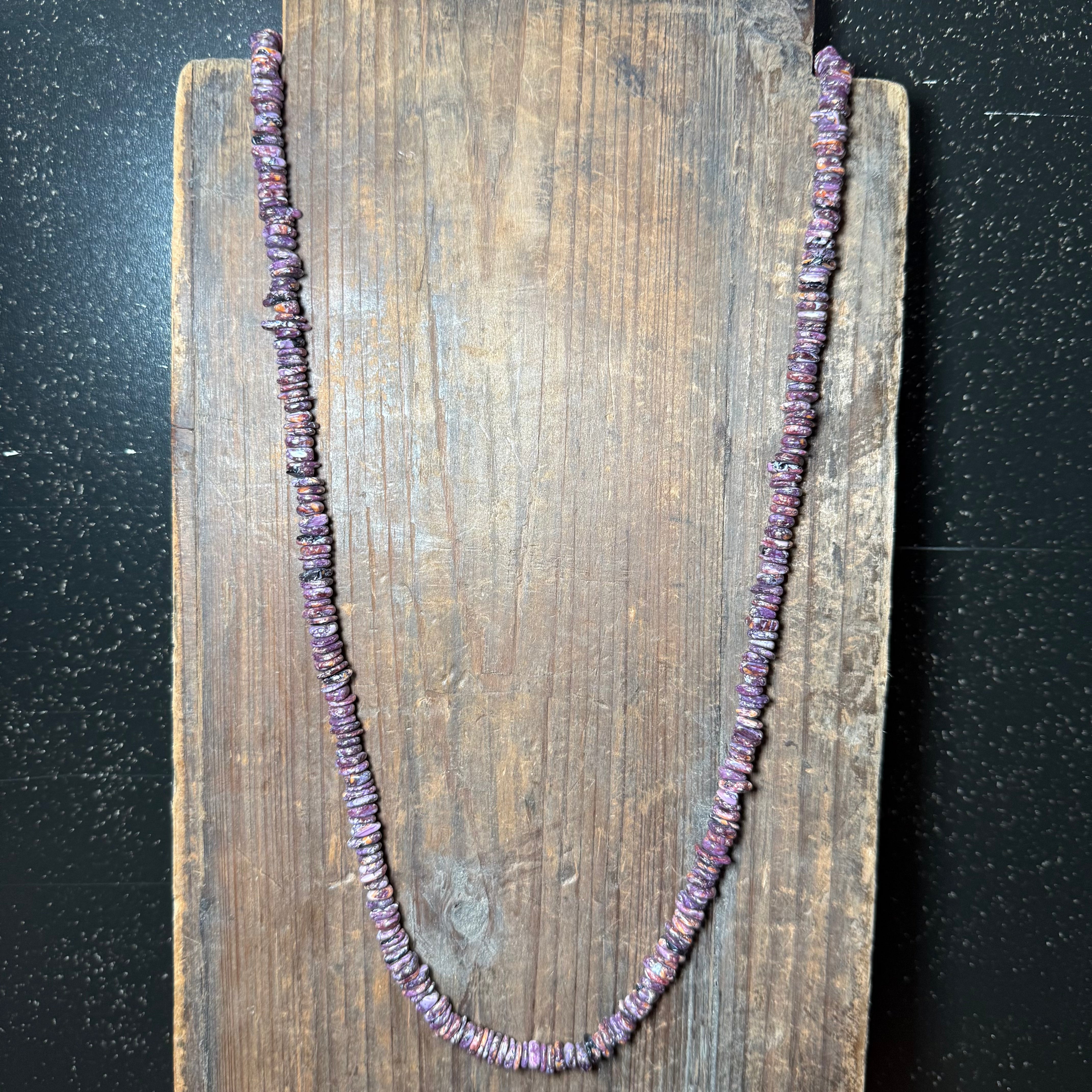 30 inch Sterling Silver Authentic Spiny Purple Chip Necklace