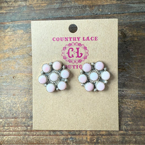 Pink Conch Cluster Post Sterling Silver Earring - Country Lace Boutique
