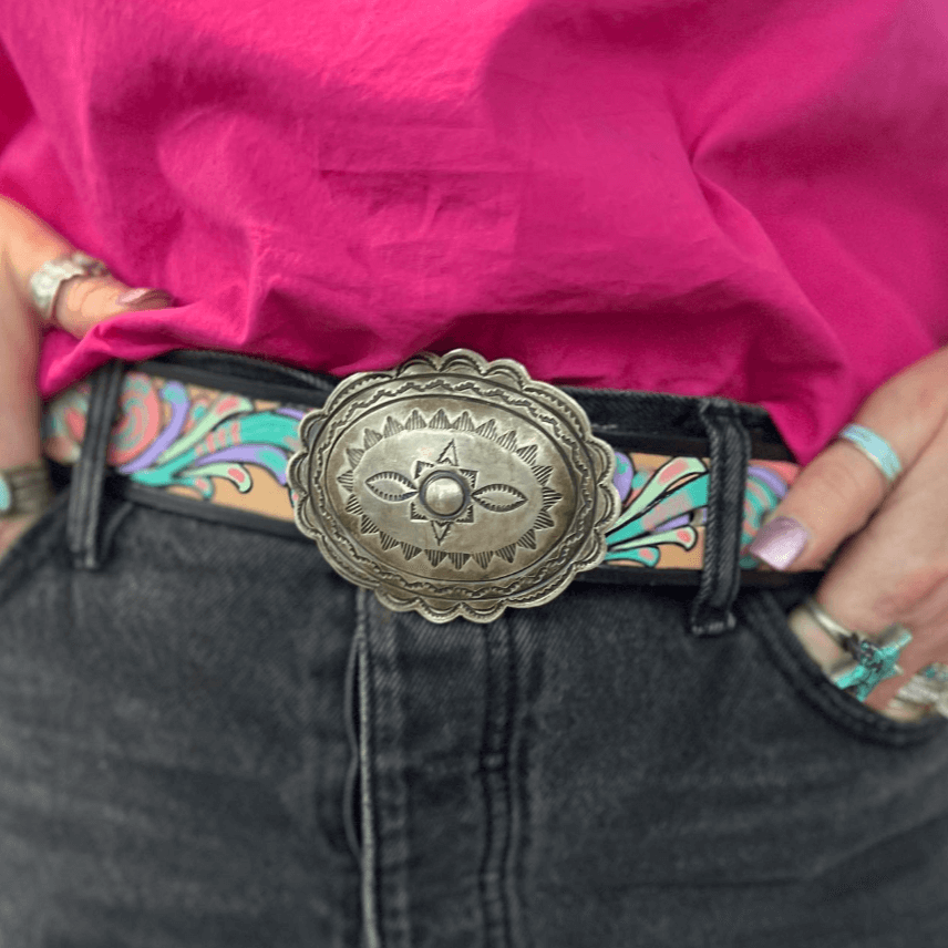 Stamped Sterling Silver Belt Buckle