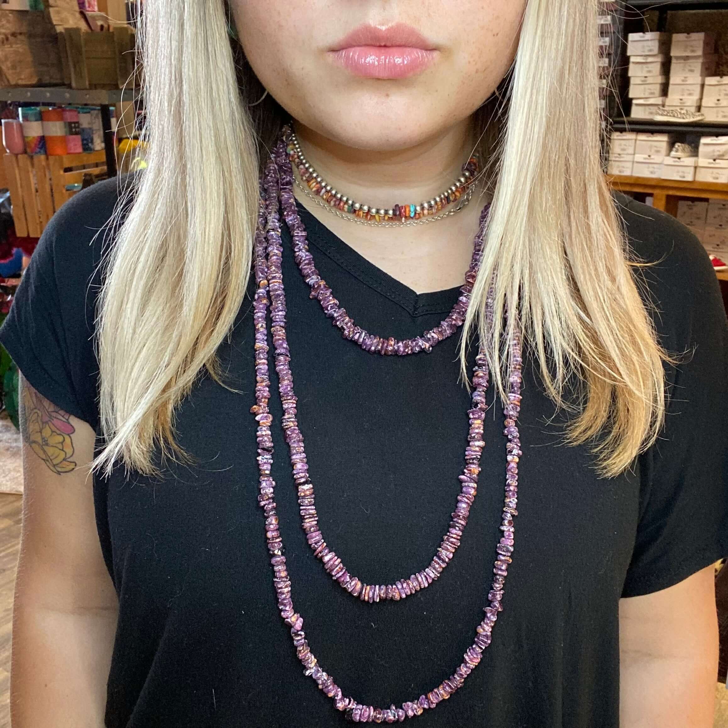 30 inch Genuine Spiny Purple Chip Necklace