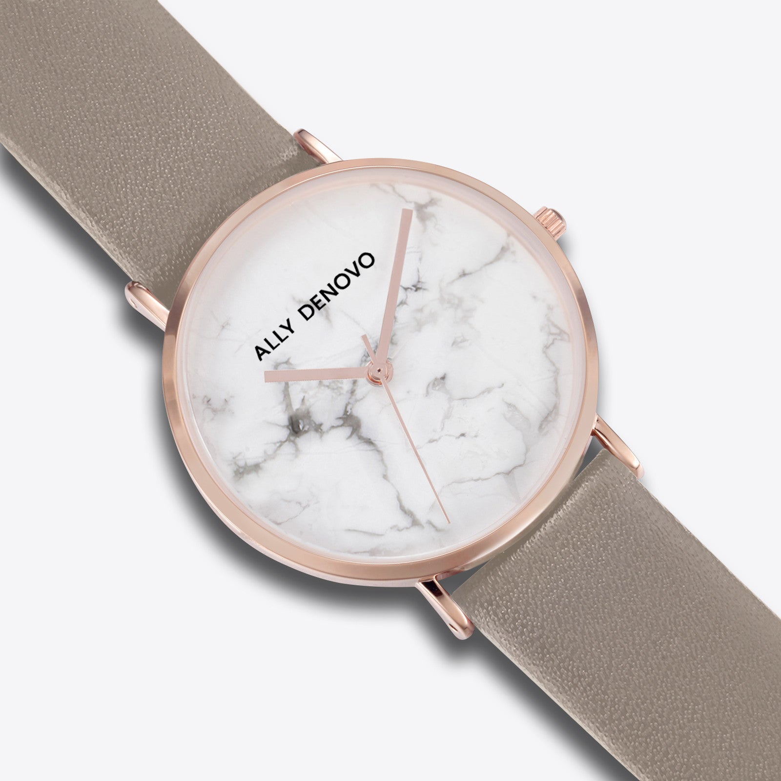 【女款36mm】Carrara Marble皮革腕錶-白大理石玫瑰金框乳灰色真皮錶帶 AF5005.7 – ALLY DENOVO 中文官方網站