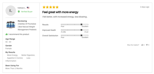 Provitalize customer review