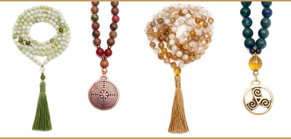 Mala Necklaces with Pendant and Tassel - Wire and Knotted