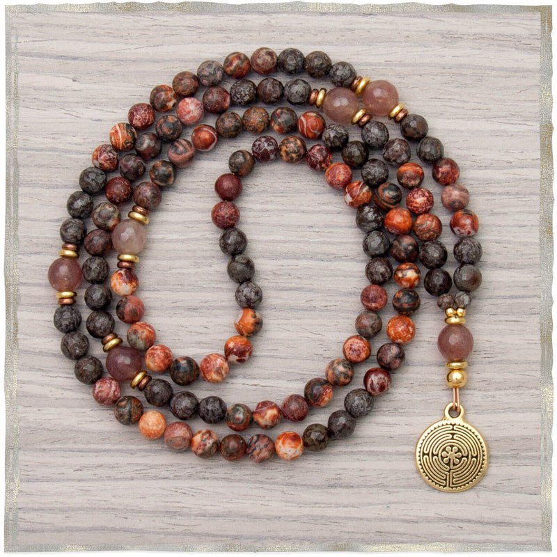 Mala Beads, 108 Prayer Beads, Gemstone & Wood Mala Necklaces - Golden ...