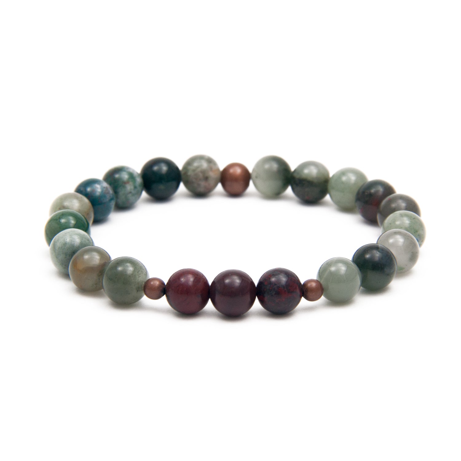 African Bloodstone Mala Bracelet - Focused Mind - Golden Lotus Mala