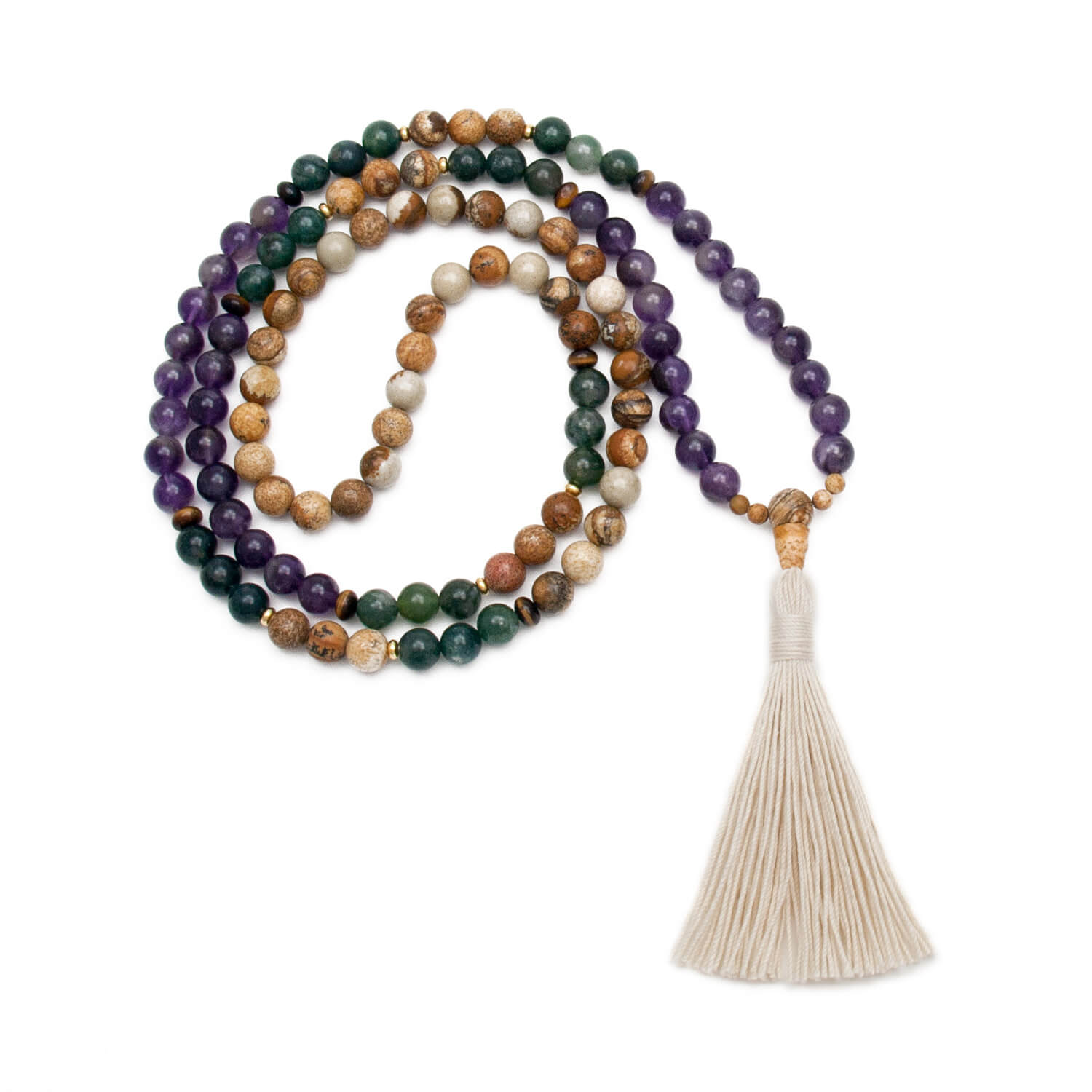 Faith Over Fear Christian Mala Prayer Beads - Sandalwood & Jasper