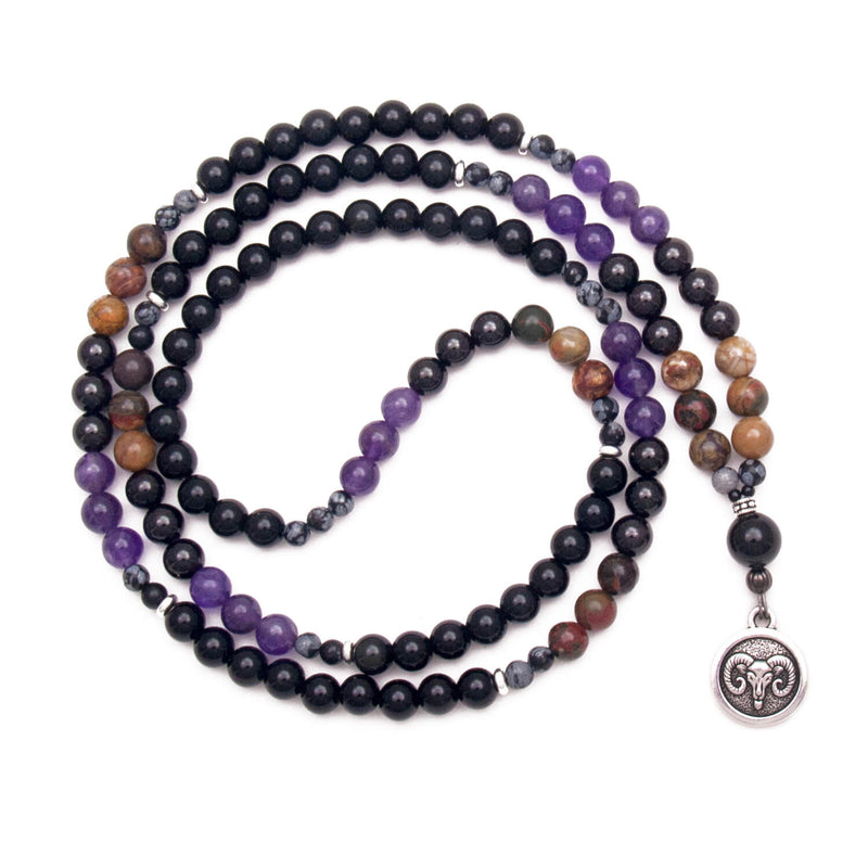 Zodiac Mala Beads - Astrology Sign Tassel Necklaces - Healing Gemstones ...