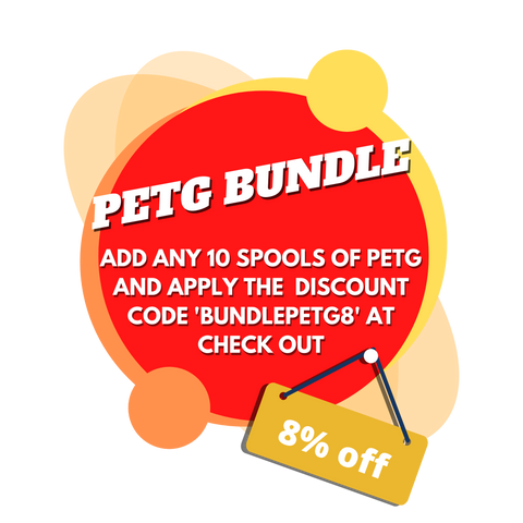 Add any 10 spools of petg and apply the  discount code 'Bundlepetg8' at check out