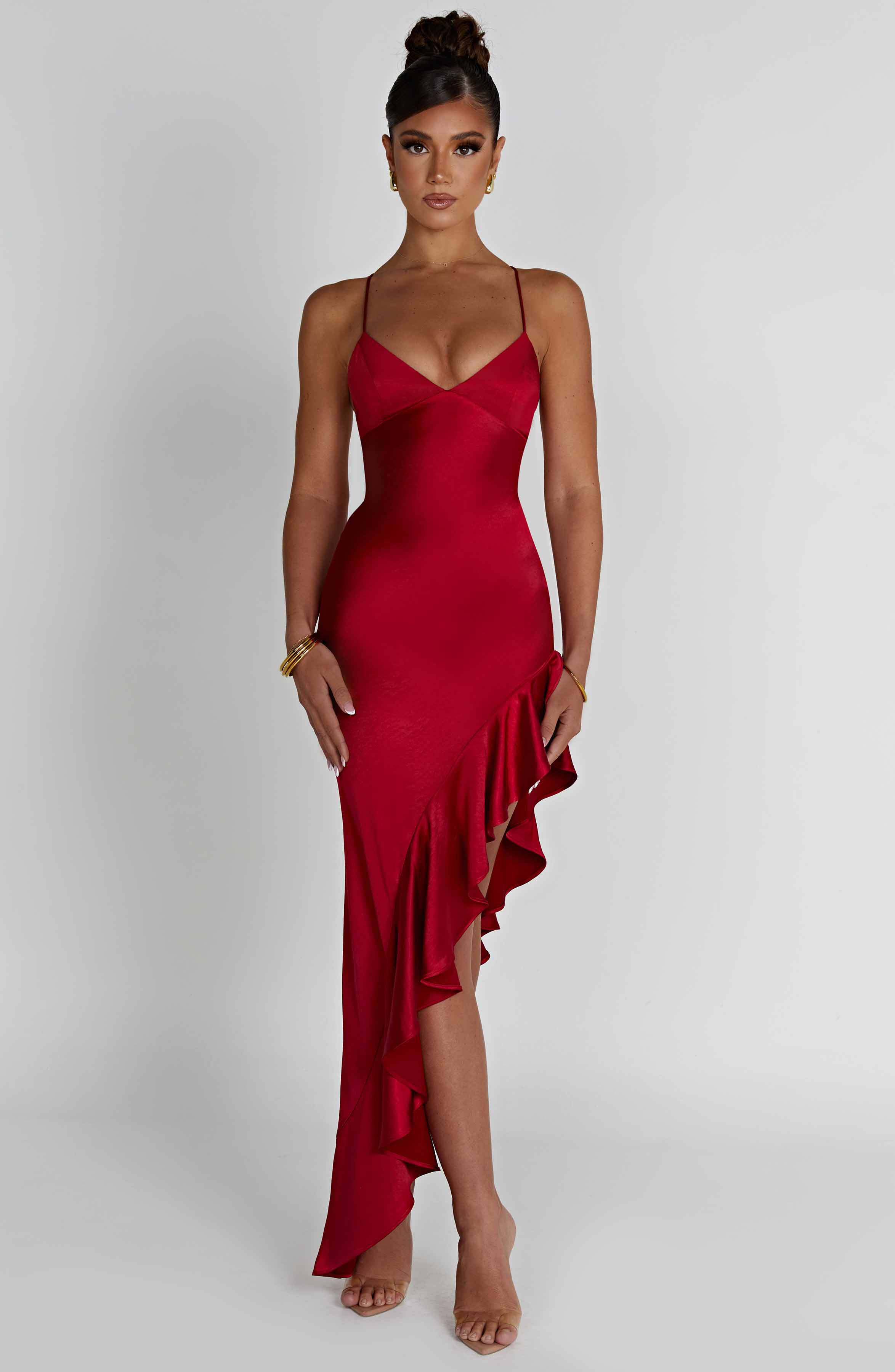 Shop Formal Dress Red - Dress Midi Flora