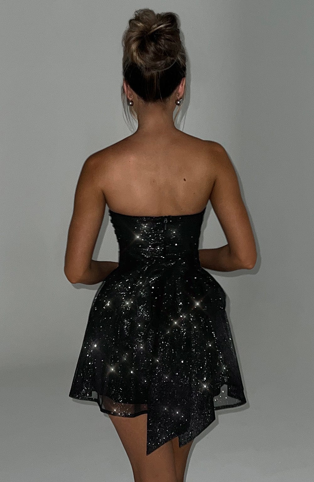 Cindy Mini Dress - Black Glitter – BABYBOO
