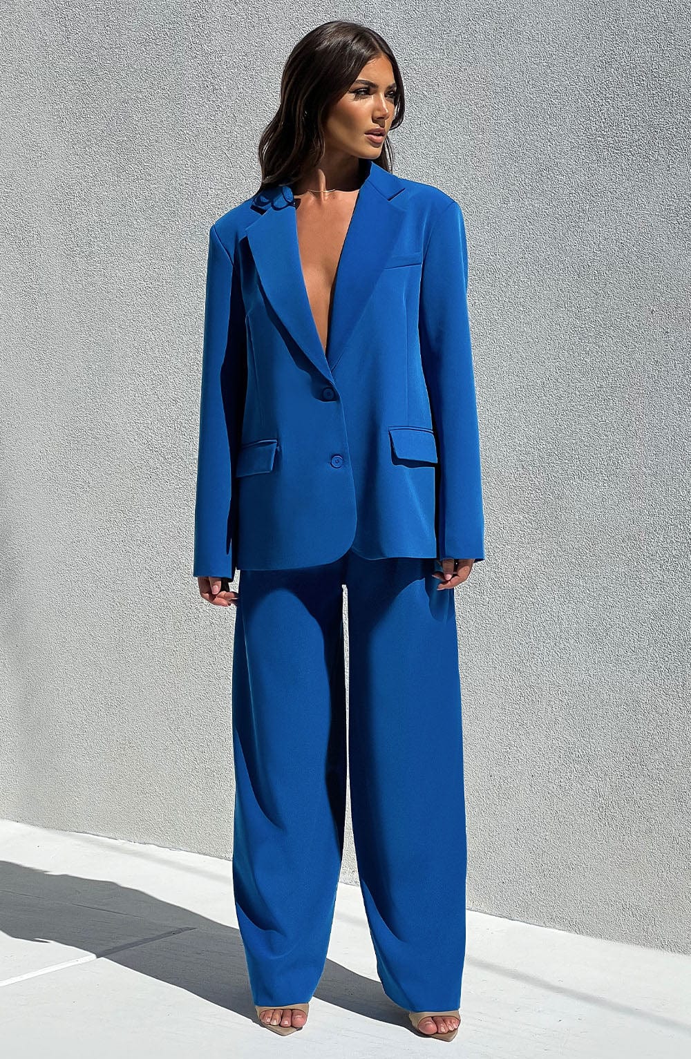 Noa Oversized Suit Jacket - Blue – BABYBOO