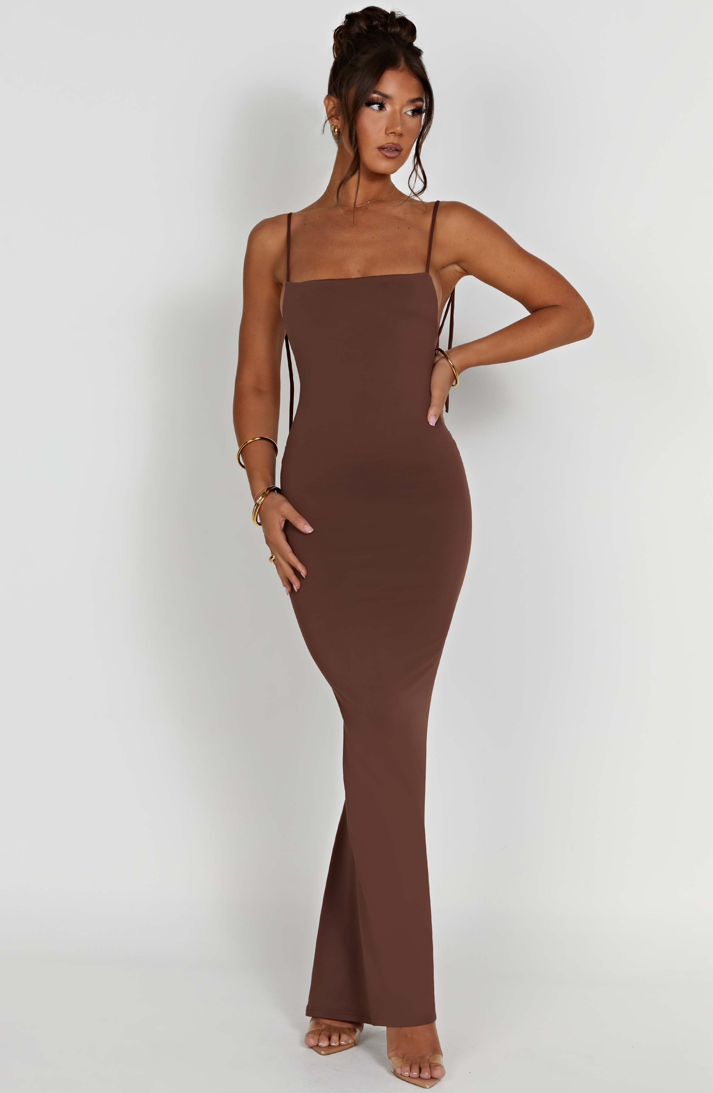 Babyboo Fashion - Elianna Maxi Dress in Chocolate, Women's Fashion