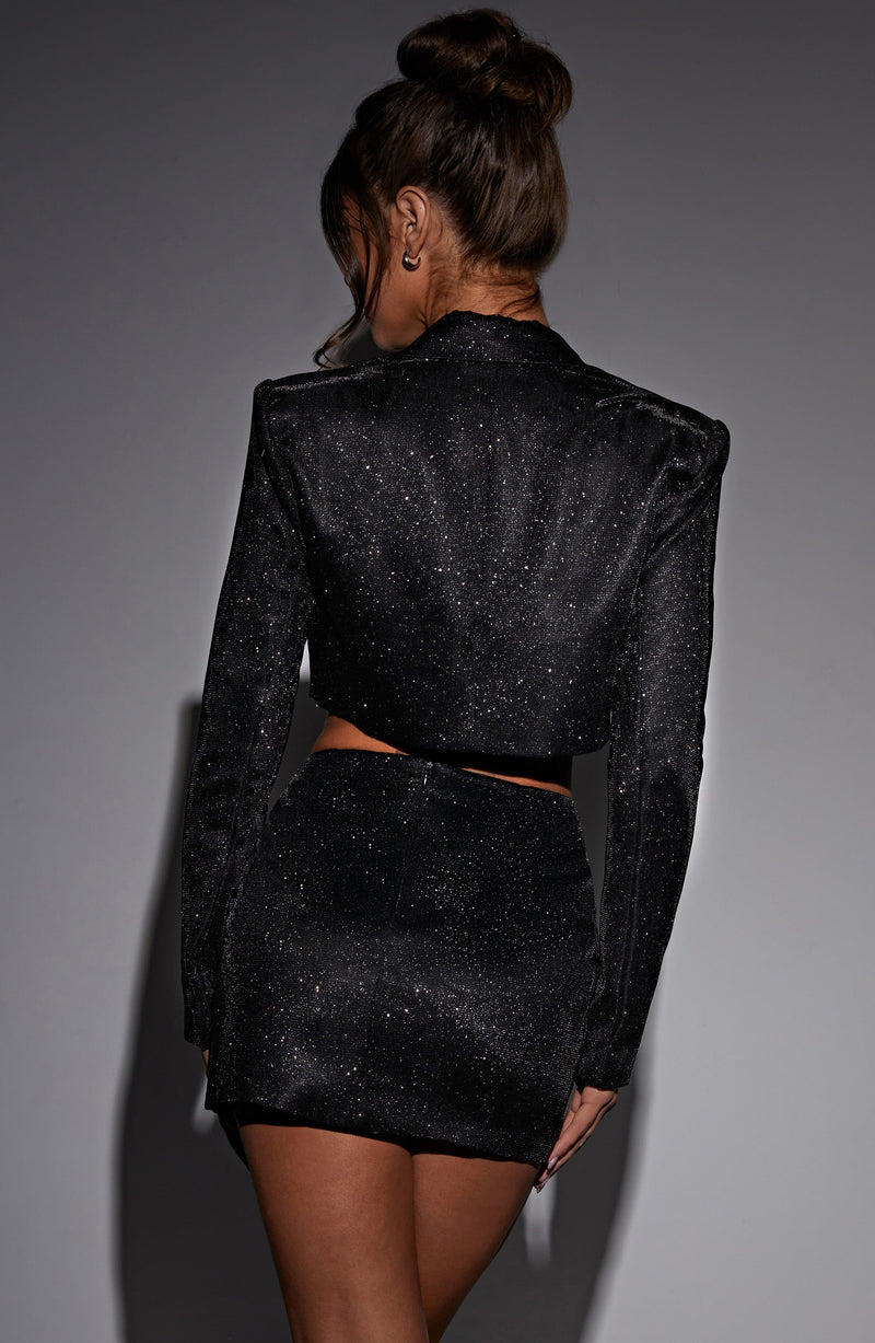 Stefania Mini Skirt - Black Sparkle – Babyboo Fashion