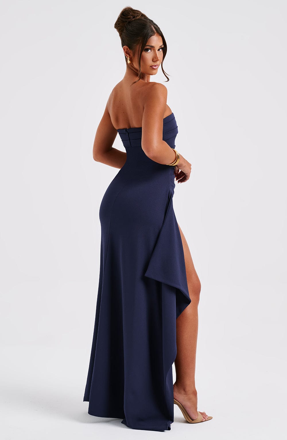 Baby Blue Strapless High Slit Ruffle Long Formal Dress – Aquarius Brand