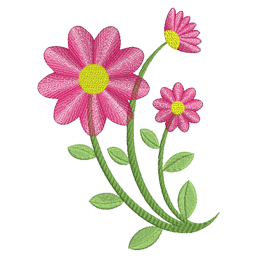 Tropical Flower with mini Applique Machine Embroidery Design matching mini  INSTANT DOWNLOAD